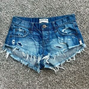 One teaspoon bonitas low wait medium rise button fly raw hem shorts